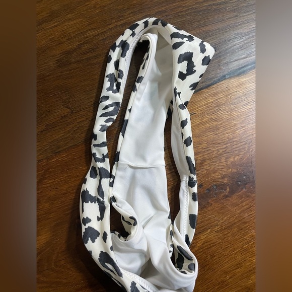 Aerie White with Gray Cheetah Print Bikini with High Rise Bottoms - Picture 3 of 6